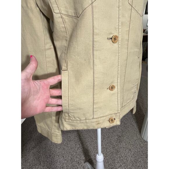 MAX MARA WEEKEND Khaki Cotton/Linen Lightweight Tailored Jacket Size 42 (US 10) - Picture 10 of 16